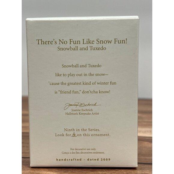 HALLMARK ORNAMENT QX8022 THERE'S NO FUN LIKE SNOW FUN SNOWBALL & TUXEDO PENGUIN - Picture 3 of 10